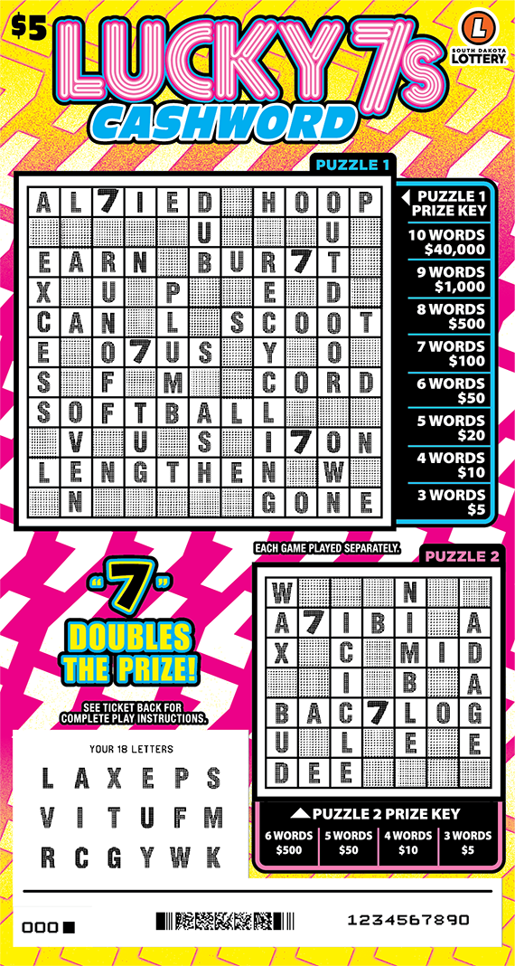 Lucky 7's Cashword scratched