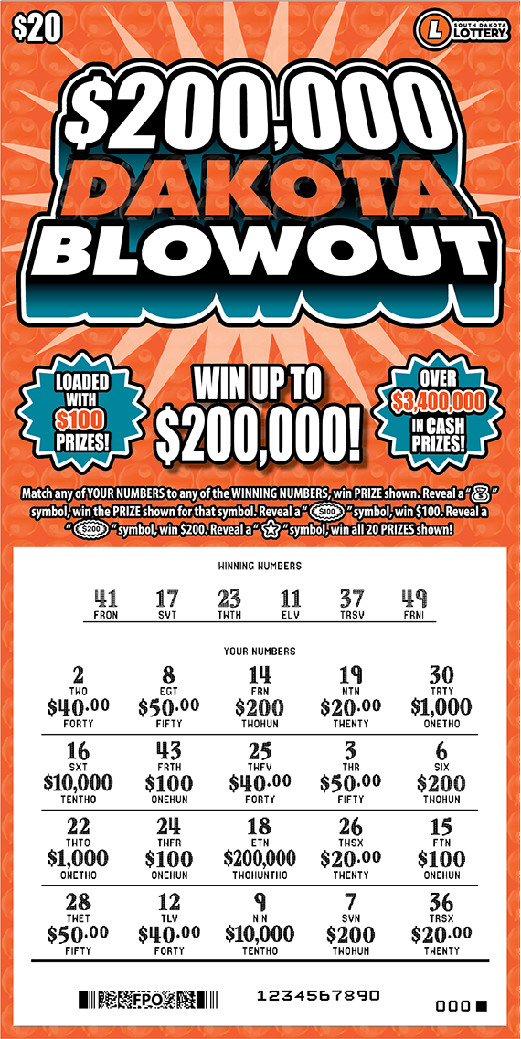 This image is of a scratch off version of game 1185 Dakota Blowout